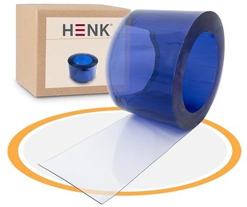 HENK Streifenvorhang (200x2mm 50lfm), Weich-PVC Rolle Blau Transparent Streifenvorhang. ohne Montagematerial