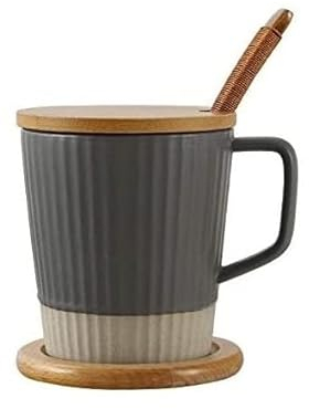 Tazas Taza de Café Taza de cerámica pequeña, juego de tazas de agua personalizadas para el hogar, taza de 8 Oz con tapa, cuchara para regalo de cumpleaños y vacaciones Tazas de Té Tazas de Cafe ( Colo