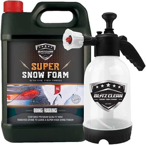 Orange Snow Foam Plus 2L Pump up Snow Gun For Car Van Caravan 5L Super Thick Pre Wash Pressurised Snow Cannon Lance Kit No Jet/Pressure Washer Needed (Orange)