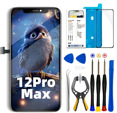 for iPhone 12 Pro Max Screen Replacement COF,6.7 LCD Display FHD Touch Screen Digitizer Repair Tool for iPhone 12 Pro Max, Compatible with Model A2411 /A2342 /A2410 /A2412, LCD for iPhone 12 Pro Max