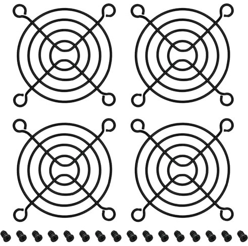 HiQltyla 60mm Fan Grill with Screws, Desktop Computer Case Fan Grills for 60mm Fans, Black Color - 4 Pack