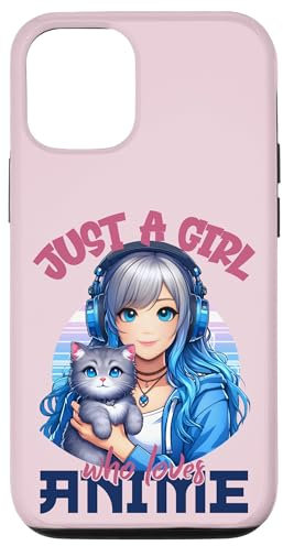 iPhone 12/12 Pro Just a Girl who loves Anime and Cats for Teen Girls, Anime Case