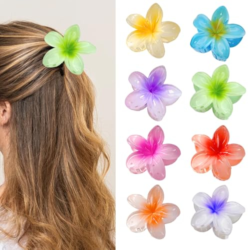 SJUNJIE 8 Stück 8x8cm Blumen Haarklammer Anti-Rutsch Haarklammern 8 Farben Blumenhaarklammer Bunt Anmut Egg Flower Hair Claw Clips Anwendbar Auf Haarstyling-Accessoires für Damen