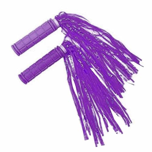 2 Pezzi Manopole Bici con Stelle Filanti a Nappa, Manopole Manubrio Bici Antiscivolo da 12 cm Parti di Ricambio per Mountain Bike Scooter Bici da Strada Balance Bikes (Viola)