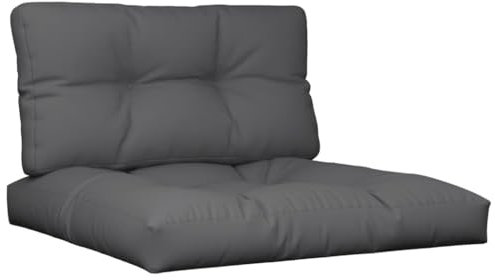 vidaXL Palettenkissen 2-TLG., Palettenpolster für Europaletten, Palettensofa Kissen Indoor Outdoor, Palettenauflage Sitzkissen Rückenkissen, Anthrazit Stoff
