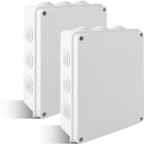 JMIATRY 2 Stück Verteilerdose Aufputz, Abzweigdose Aufputz Weiß, 255x200x80mm Abzweigdose Wasserdicht IP68, ABS-Elektrokasten Abzweigkasten Kabelabzweigkasten wasserdicht