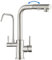 ROVOGO 3 Way Water Filter Tap, Monobloc Dual Lever Mixer Tap with Pull Out Spray, High Arc Brushed Stainless Steel Kitchen Faucet 360° Swivel, L-Spout