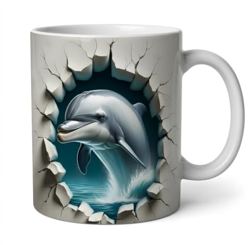 Shopi Zone Keramiktasse, Delfin, Tierbecher, kreative Tasse, einzigartige Tassen für unvergessliche Momente