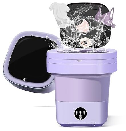 11L Mini machine à laver Pliables portable, avec Panier de Vidange, 3 Modes de Nettoyage, pour les vêtements de bébé, les sous-vêtements ou les petits articles, Dortoir, Camping (violet)