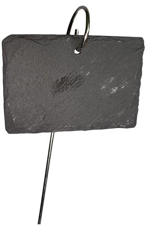 Gartenschild, Gartenzubehör, Anzuchtzubehör (Pflanzschild Schiefer mit Edelstahl Aufhängung)