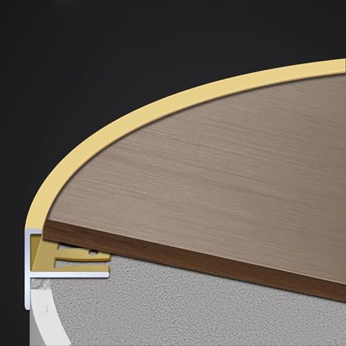 Raouoae Treppenkantenprofil Stufenkantenprofil Einfassprofil 135cm 2 Stück F-Form Flexibel Fliesenschiene Abschlussprofil Sicherheit Für Stufen Aus Fliesen Und Holz(Gold,Höhe: 15mm)