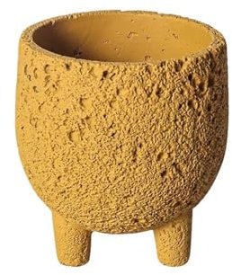 LICONG-2020 Blumentöpfe Dreibeiniger Blumentopf mit Ablaufloch, Tisch-Pflanztopf aus Zement mit Vulkangestein-Textur, for Fensterbank, Schlafzimmer, Wohnzimmer, Garten Blumenschalen(Yellow,Groß)