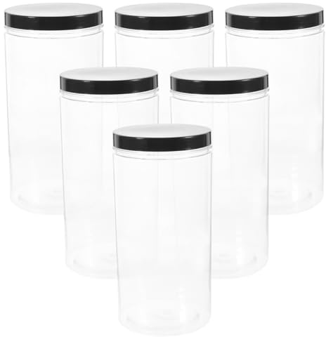 Ciieeo Lot De 6 Pots De Stockage Alimentaire Hermétiques En Plastique Transparent Avec Couvercle Réutilisable Pour Conservations De Sucre Farine Bonbons Et Céréales 7.87X3.94X3.94 Pouces