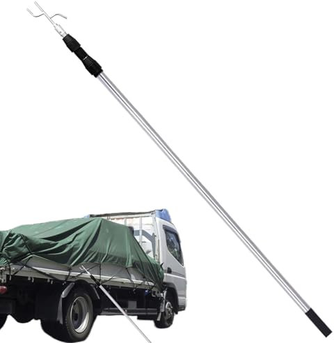 Haken für Cargo Retriever, LKW Cargo Retriever - Mehrzweck-Teleskopstange mit 4,92 Fuß Haken, Werkzeug zum Erreichen der Zange aus Edelstahl, ausziehbare Verlängerung widerstandsfähig