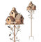 Bird House Stakes, Metal Bird House with Pole Stakes, Distressed Metal Birdhouse Stand for Outdoor Garden Decor, Outdoor Metal Bird House Stake Birdhouses (E)