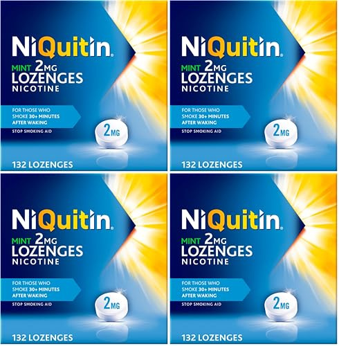 NiQuitin Mint 2 mg Lozenges - Effective Smoking Craving Relief - 132 Lozenges - Long-Lasting Effect - Reduce and Quit Smoking Aid (Pack of 4)