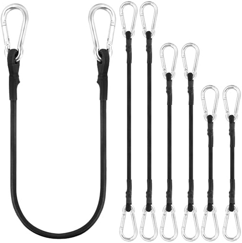 Flintronic Spanngummi mit Karabiner, 6er-Set Expander mit Karabinerhaken in 3 Größen, 20cm, 40cm, 60cm, Verstellbare Expandermit Karabiner für Auto, Fahrrad, Camping, Sonnensegel, Planen, Garten