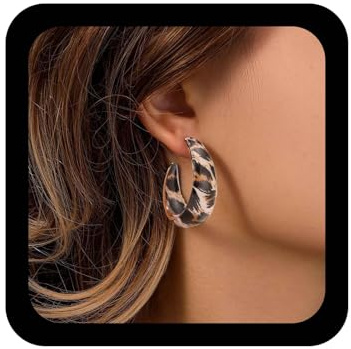 Xduargs Boho Leopard Druck Ohrringe Leopard Druck Acryl Ohrringe Harz Offen Reifen Baumeln Tropfen Ohrring Schildpatt Aussage Ohrring Für Frauen