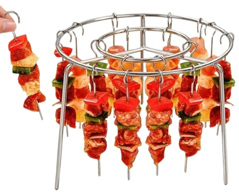 Friteuse à air verticale avec grill barbecue - Brochettes Métalliques Verticales Pour Grillades - Brochettes Inox Pour Four Cuisiniers à Domicile Légumes Viandes Repas Familiaux
