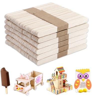 UCEC 300 Stück Eisstiele Holz, Natur Eisstiele Zum Basteln, Holzstäbchen und Holzstab Einfach zu Bemalen für DIY, Schule, Handwerk & Dekoration