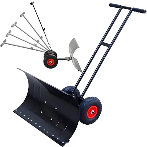 Schneeschaufel mit Rädern mit breitem Blatt für Auffahrt und Gehweg, Schneeräumung, All-Terrain-Reifen für müheloses Handling auf verschneiten Oberflächen