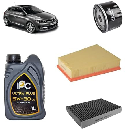 Kit tagliando 3 filtri + 5L olio 5W-30 IPC LS compatibile con Renault megane iii 1.5 DCI Gasolio 2008-2016