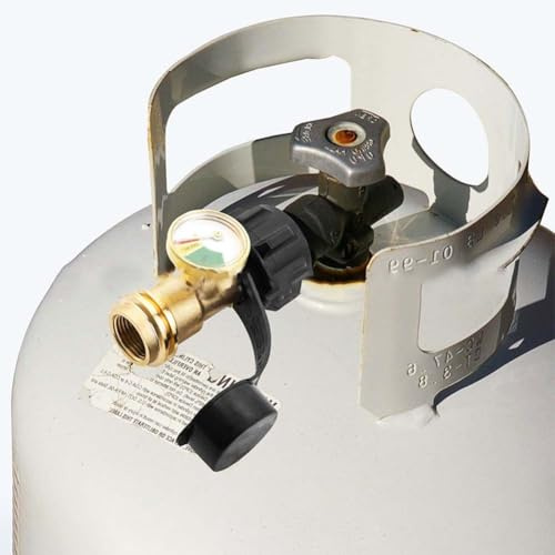 Propan-Tankanzeige Füllstandsanzeige mit Lecksucher für BBQ Grills, Heizungen, Wohnmobile & QCC1/Typ 1 Gasflaschen - Messingkonstruktion