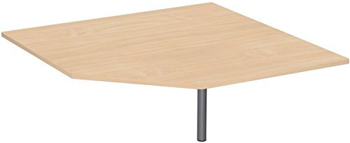 Geramöbel Verkettungsplatte Fünfeck 90° mit Stützfuß, mit Kabelführung, inkl. Verkettungsmaterial, höhenverstellbar, 1225x1225x680-820, Buche/Silber