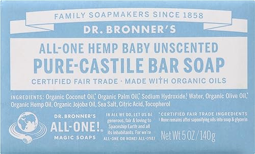 Dr. Bronner's Organic All-One Hemp Baby Unscented Pure-Castile Soap Bar