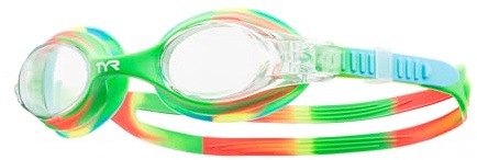 TYR Kids' Swimple Goggles - Colorful Swim Goggles for Beginners, Green/Orange