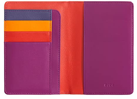 DUDU Porta passaporto pelle e carte di credito RFID multicolore Fucsia