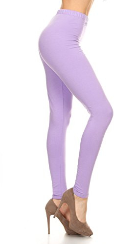 Leggings Depot Baumwoll-Leggings für Damen, hochwertig, ultraweich, solide Leggings, Baumwolle-Flieder, S