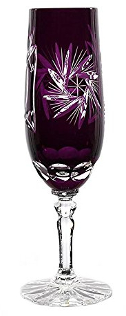 Sektglas Sektkelch Champagnerglas Sektflöte Schleuderstern 180 ml Violett Handgeschliffen Kristallglas