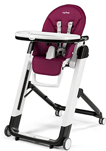 Peg Perego Siesta Follow Me - Berry - Design-Hochstuhl mit Baby-Liegefunktion und Stop&Go-System mit Memory-Funktion, Lederimitat-Bezug, magenta
