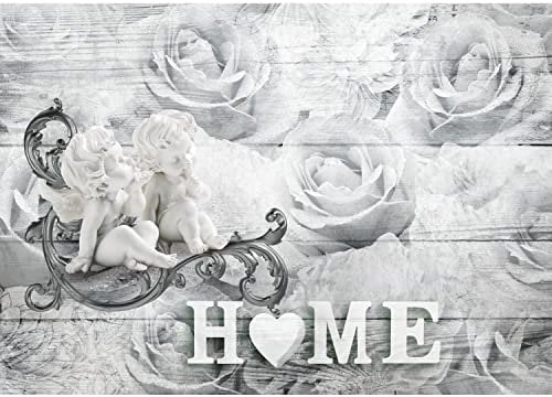 Runa Art Papier peint intissé 396 x 280 cm Vintage Accueil roses d'ange | Toison Décoration Murale Salon Chambre á Coucherr | Fabrication Allemande | Noir et blanc 9503012c