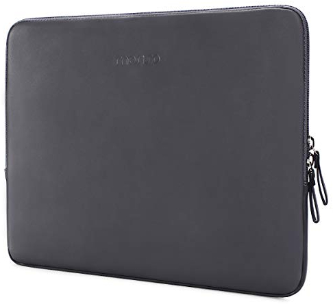 MOSISO Laptop Hülle Tasche Kompatibel mit MacBook Air/Pro,13-13,3 Zoll Notebook,Kompatibel mit MacBook Pro 14 Zoll M3 M2 M1 Chip Pro Max 2024-2021,PU Leder Gepolstert Wasserdicht Sleeve, Space Grau