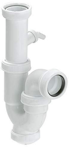 ABRISA 00000000 Sifon Curvo Extensible con Toma Lavadora 1 1/2 Ø 40 Mm, Blanco