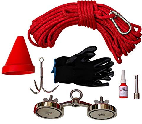 Brute Strength - Magnetfischen set - 500KG - 2 x 75mm - Inklusive Handschuhe - 30m Seil - Supermagnet - Ösenmagnet -Starke Neodym magnet - Magnet angel