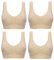 Marielle 4 Pack Double Lined Material Premium Comfort Bra Seamless Bralette No Wire S-5XL (4-Pack Nude, 3XL)