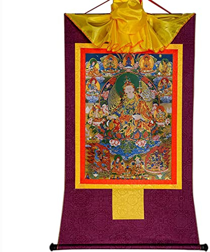 Gandhanra Thangka Tibetische Wandbehang,Die acht Formen von Guru Rinpoche,Heißgeprägter Buddha Wandteppich für Zen Wohnkultur, Meditation, Spirituelle Entspannung und Ruhe