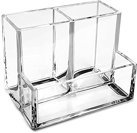 KiDEPOCH Pot à crayons en acrylique transparent pour bureau, organisateur de rangement de pinceaux de maquillage, organisateur de bureau moderne pour l'école, la maison et le bureau.