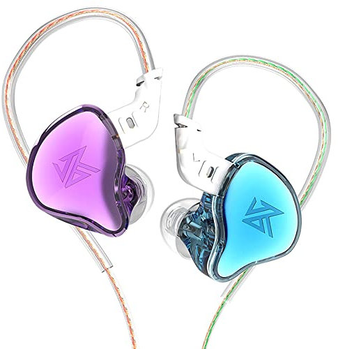 KZ EDC Monitores intrauditivos, estéreo de alta fidelidad, Estudio, IEM, con cable de aislamiento de ruido, auriculares deportivos con cable desmontable para músico audiófilo (sin micrófono, azul y