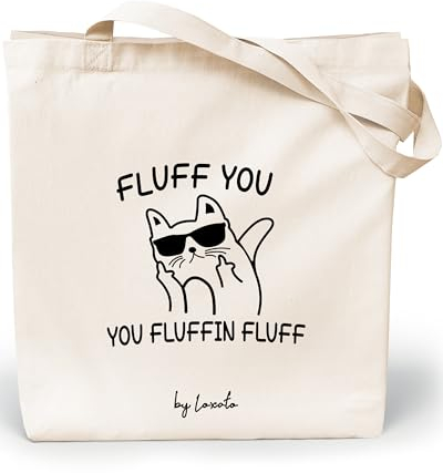 Loxato Stoffbeutel Bedruckt - Stofftasche - Baumwolltasche Bedruckt 100% B35 x H42 x T8 cm - Tragetasche Canvas-Stoff 220 g/m2 - Jutebeutel - Einkaufstasche Lange Henkel 70cm - Einkaufsbeutel