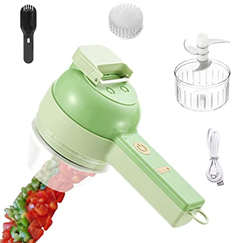 Electric Vegetable Cutter Machine, 4 In 1 Portable Handheld Electric Vegetable Cutter Set, Chopper Food Processor Electric Vegetable Cutter Dicer, Food Vegetable Chopper Meat Grinder Crusher
