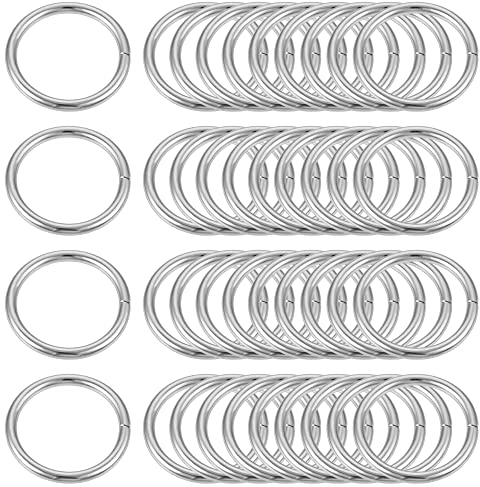sourcing map 40 Stück Metall O Ringe 25mm(0.98) Innendurchm. 3mm Dicke Mehrzweck Ungeschweißte O Ring Schnalle für Handwerk Gürtel Geldbörse Handtasche Herstellung Hardware Silber Ton