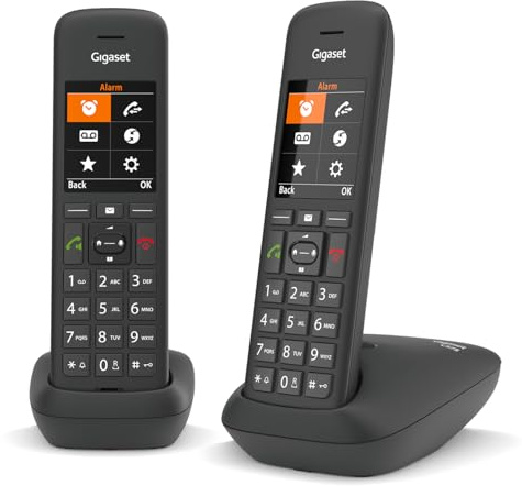 Gigaset C575 Duo, das schnurlose Duo mit der Möglichkeit, den Anruf von einem Laptop zum Anderen zu wechseln und interne Anrufe zu tätigen - anpassbares Telefonbuch - Schwarz - Italien