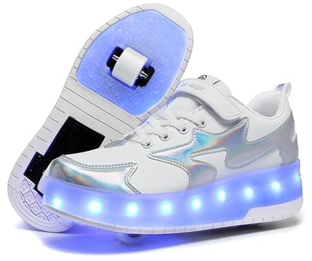 Junge Mädchen Schuhe Kinderschuhe mit Rollen LED Leuchtend Schuhe Outdoor Sportschuhe Blinkschuhe Skateboardschuhe Sneaker Geschenk zum Geburtstag, Party, Weihnachten