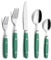 Annova Cutlery Set 20 Pieces Stainless Steel Color Handle with Rivet/Retro Style (Green)