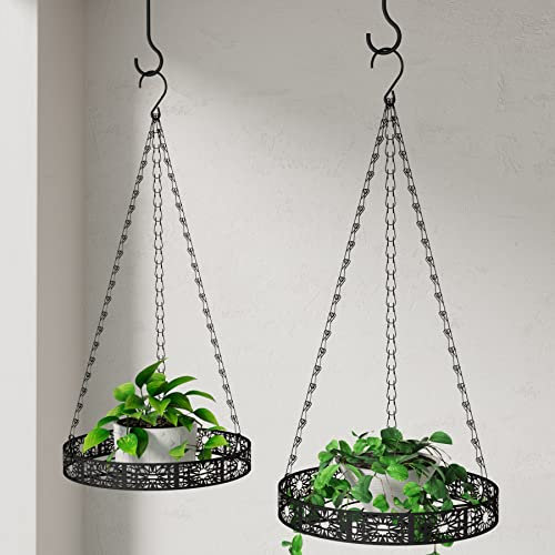 Mutool Metal Plant Hanger, 2PCS Hanging Planter for Window, with Ceiling Hook & Hanging Basket Chains, Indoor Outdoor Plant Holder