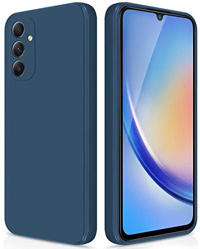 GiiYoon Hülle Kompatibel mit Samsung Galaxy A34 5G, Hochwertiges Liquid Silicone Case, Rundumschutz Handyhülle, Kratzfestes Weiches Mikrofaserfutter- Blau